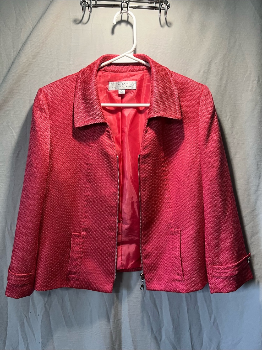 Tahari 8 Stylish Pink /coral Women's Jacket - Classic Zip Front